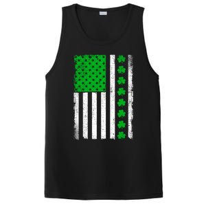 Irish Retro Saint Patrick's Day Shamrock Patriotic Usa Flag Meaningful Gift PosiCharge Competitor Tank