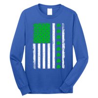 Irish Retro Saint Patrick's Day Shamrock Patriotic Usa Flag Meaningful Gift Long Sleeve Shirt