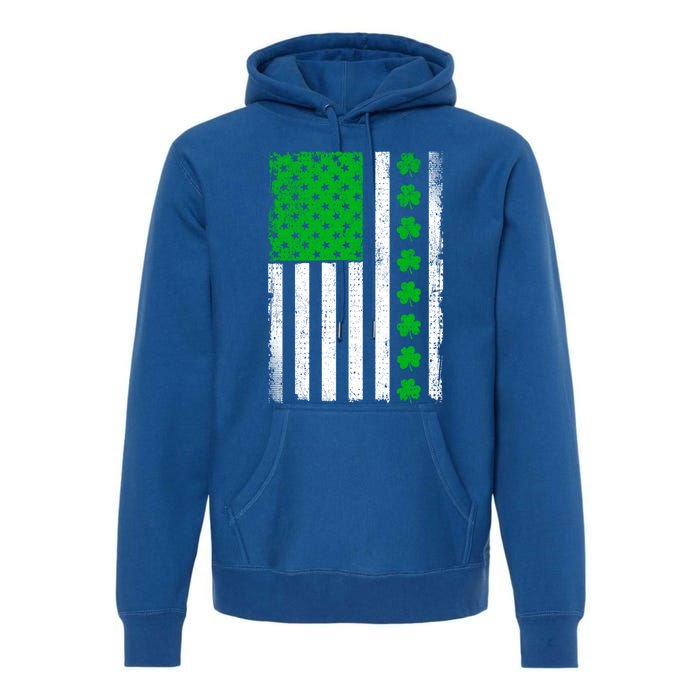 Irish Retro Saint Patrick's Day Shamrock Patriotic Usa Flag Meaningful Gift Premium Hoodie