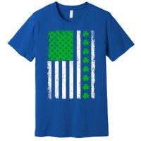 Irish Retro Saint Patrick's Day Shamrock Patriotic Usa Flag Meaningful Gift Premium T-Shirt