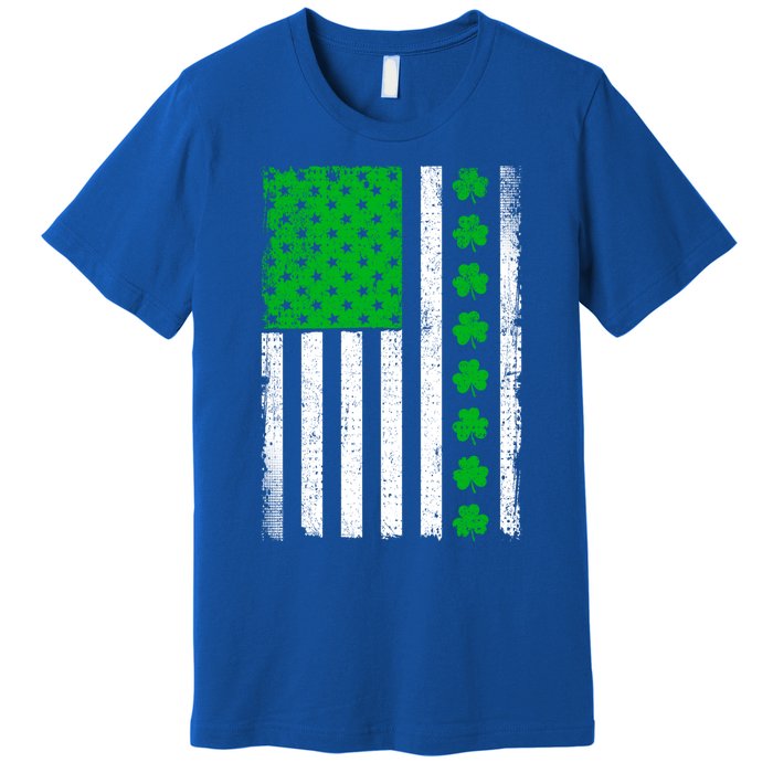 Irish Retro Saint Patrick's Day Shamrock Patriotic Usa Flag Meaningful Gift Premium T-Shirt