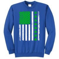 Irish Retro Saint Patrick's Day Shamrock Patriotic Usa Flag Meaningful Gift Tall Sweatshirt