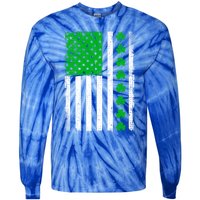 Irish Retro Saint Patrick's Day Shamrock Patriotic Usa Flag Meaningful Gift Tie-Dye Long Sleeve Shirt