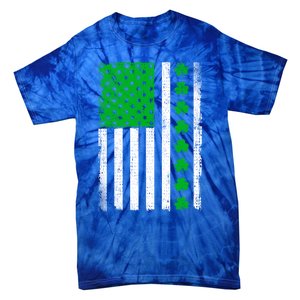 Irish Retro Saint Patrick's Day Shamrock Patriotic Usa Flag Meaningful Gift Tie-Dye T-Shirt