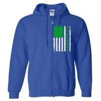 Irish Retro Saint Patrick's Day Shamrock Patriotic Usa Flag Meaningful Gift Full Zip Hoodie