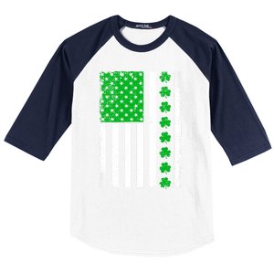 Irish Retro Saint Patrick's Day Shamrock Patriotic Usa Flag Meaningful Gift Baseball Sleeve Shirt