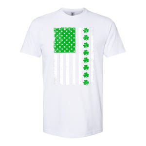 Irish Retro Saint Patrick's Day Shamrock Patriotic Usa Flag Meaningful Gift Softstyle CVC T-Shirt