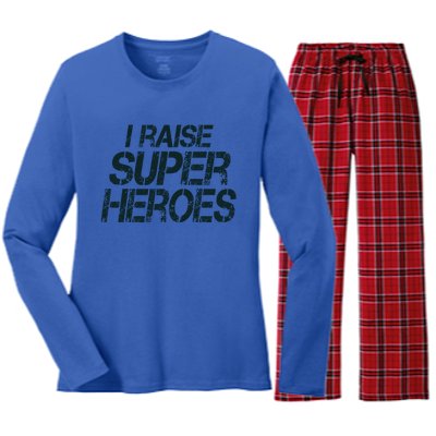 I Raise Super Heroes Proud Super Mom Super Dad Gift Women's Long Sleeve Flannel Pajama Set 