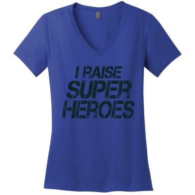 I Raise Super Heroes Proud Super Mom Super Dad Gift Women's V-Neck T-Shirt