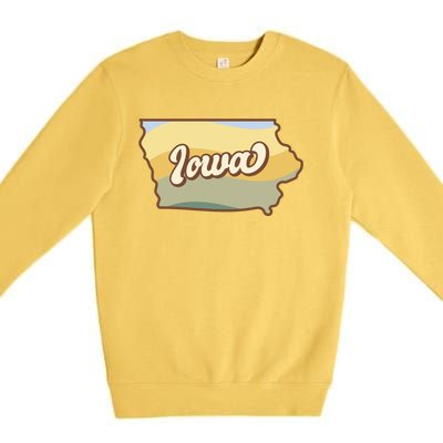 Iowa Retro Sunset Logo Premium Crewneck Sweatshirt