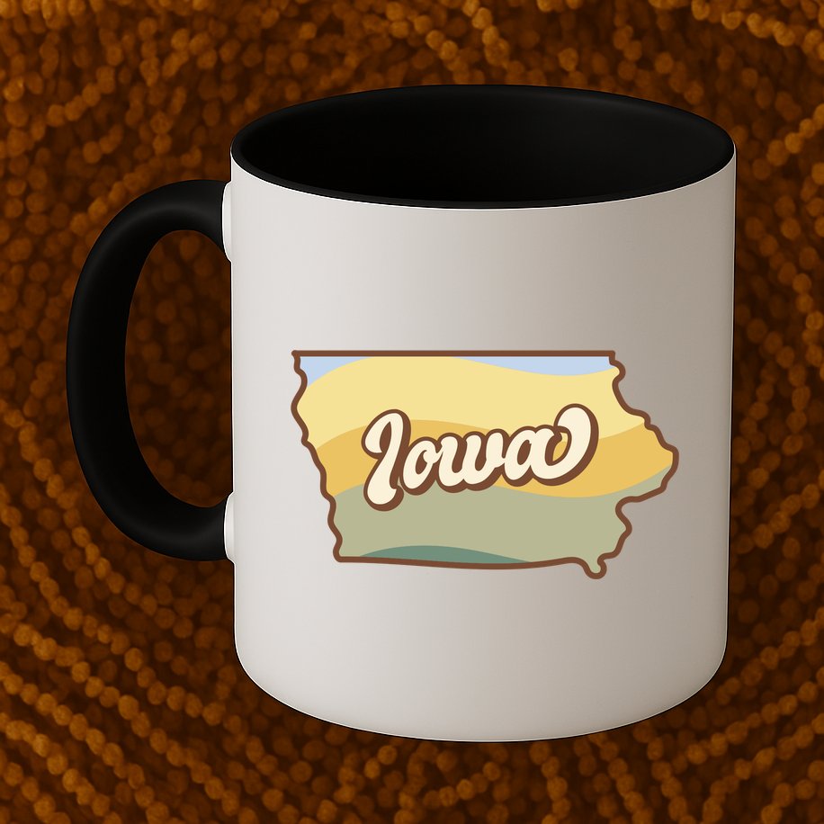 Iowa Retro Sunset Logo Mug