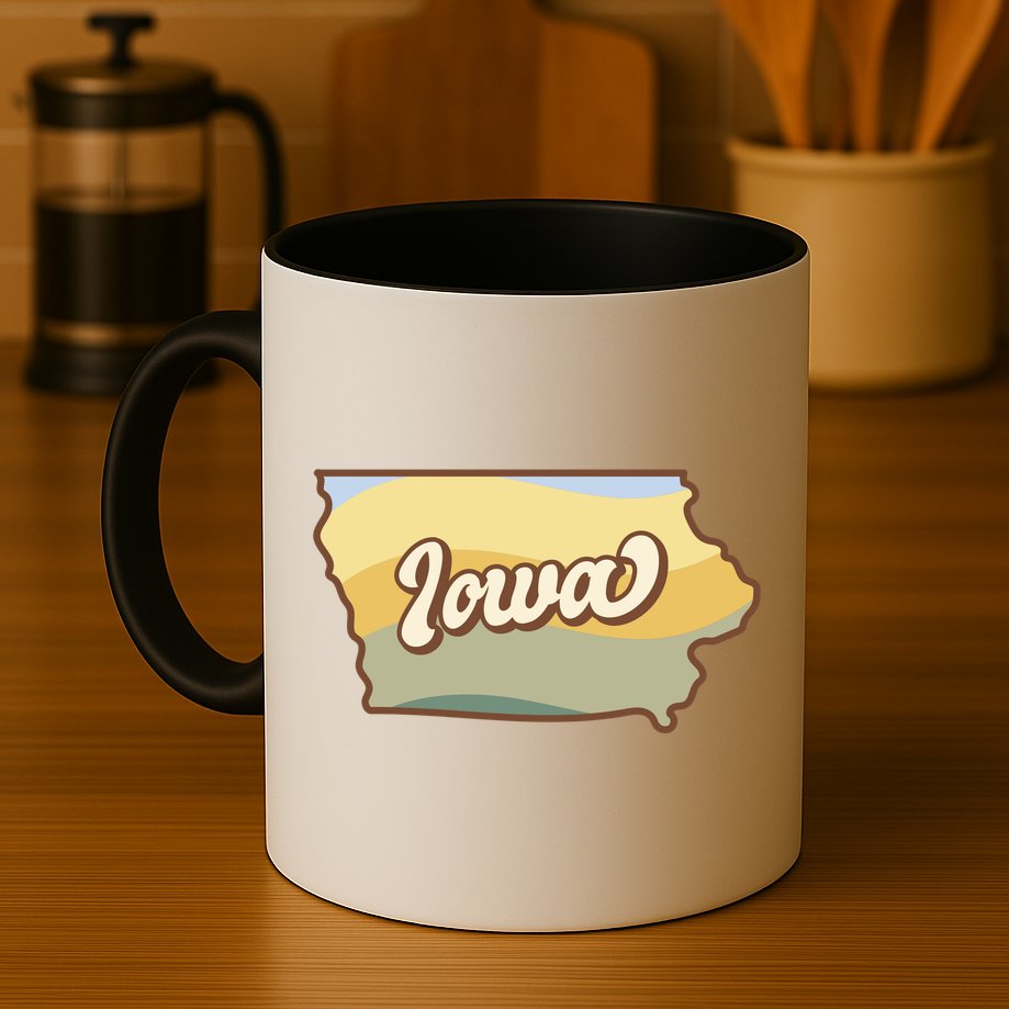 Iowa Retro Sunset Logo Mug