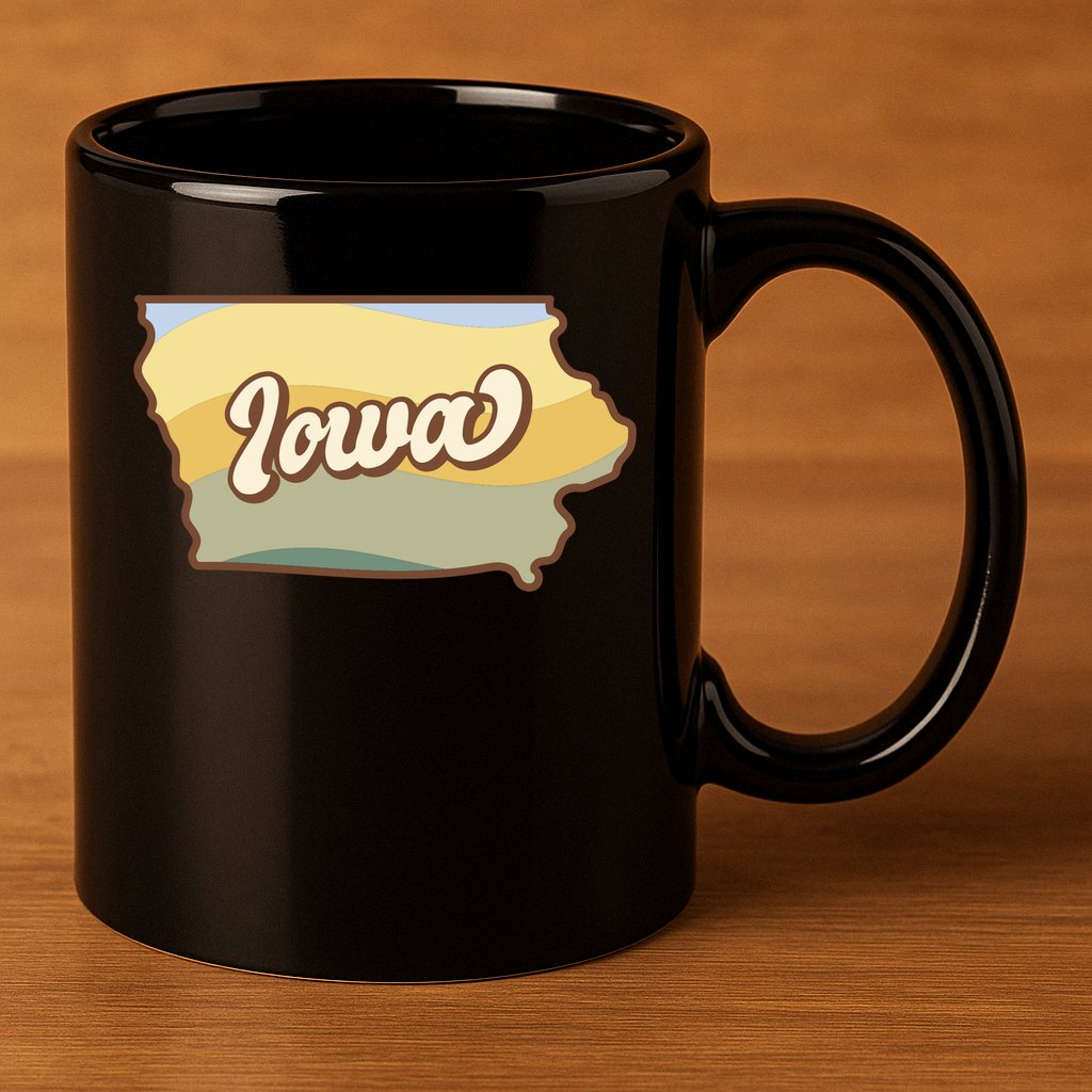 Iowa Retro Sunset Logo 11oz C Handle Ceramic Mug