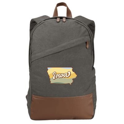 Iowa Retro Sunset Logo Cotton Canvas Backpack