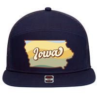 Iowa Retro Sunset Logo 7 Panel Mesh Trucker Snapback Hat