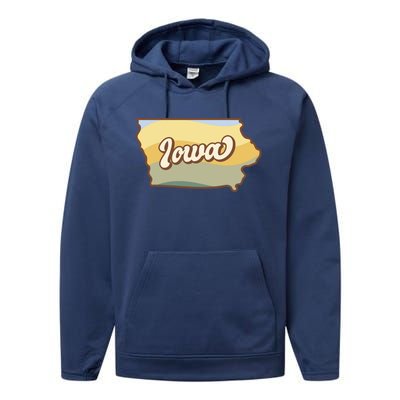 Iowa Retro Sunset Logo Performance Fleece Hoodie