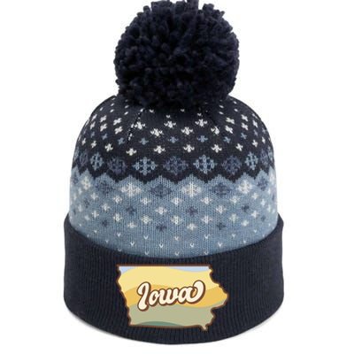 Iowa Retro Sunset Logo The Baniff Cuffed Pom Beanie