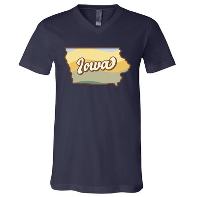 Iowa Retro Sunset Logo V-Neck T-Shirt