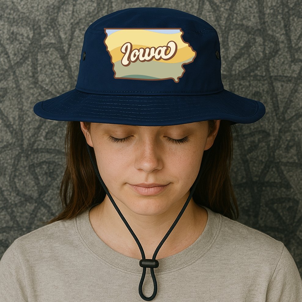 Iowa Retro Sunset Logo Bucket Hat