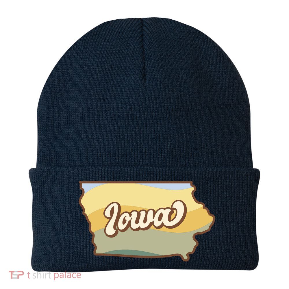 Iowa Retro Sunset Logo Beanie