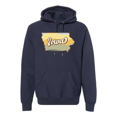 Iowa Retro Sunset Logo Premium Hoodie