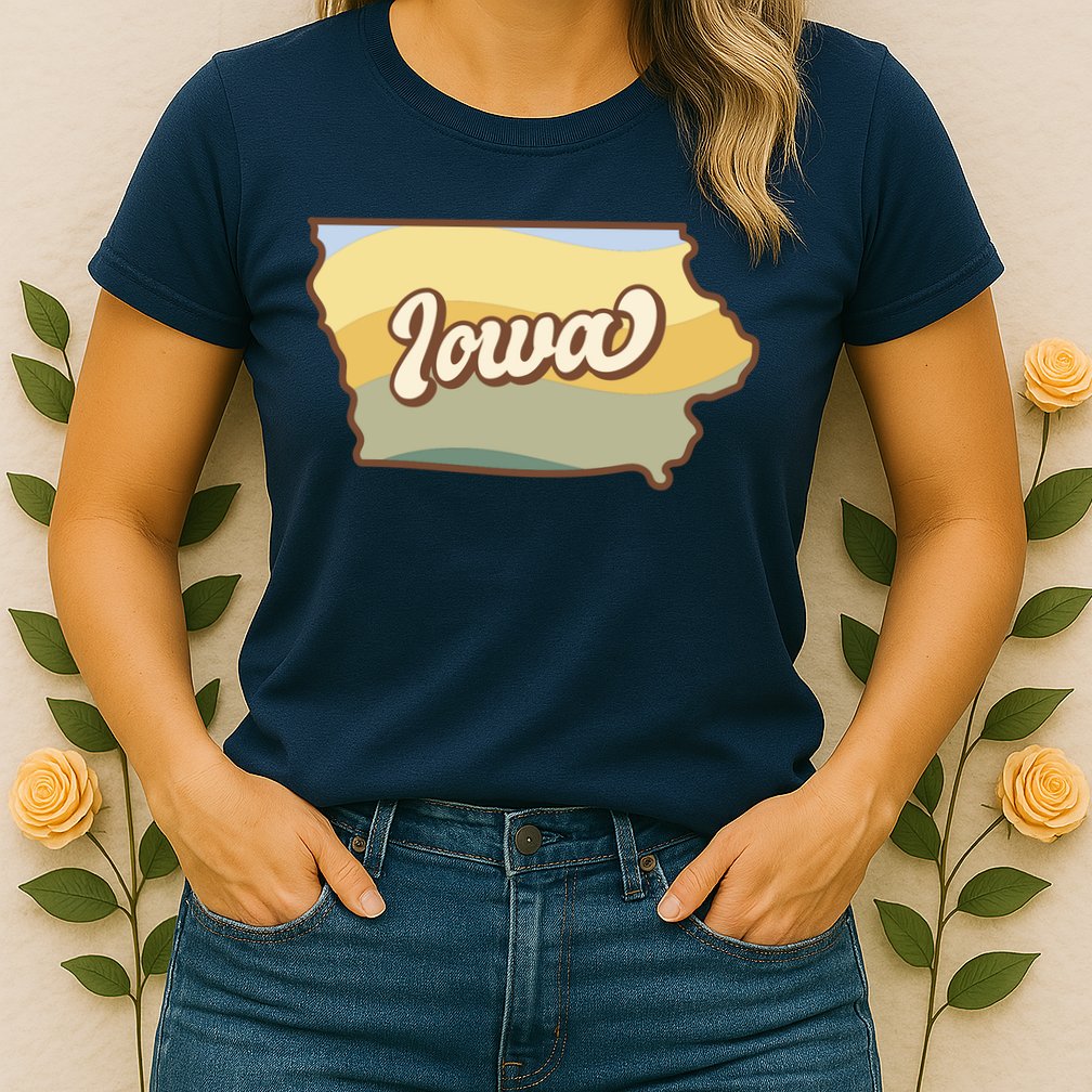 Iowa Retro Sunset Logo Womens T-Shirt