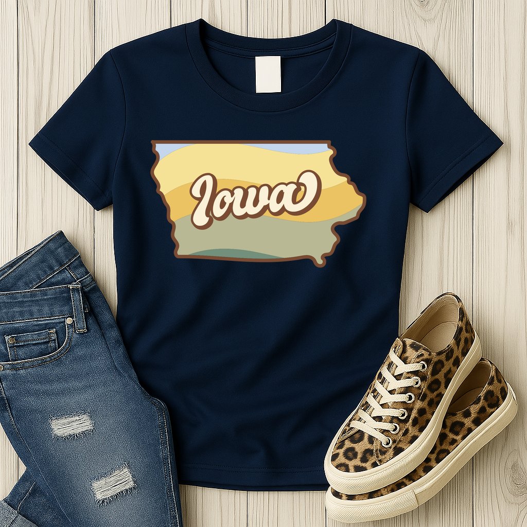 Iowa Retro Sunset Logo Womens T-Shirt