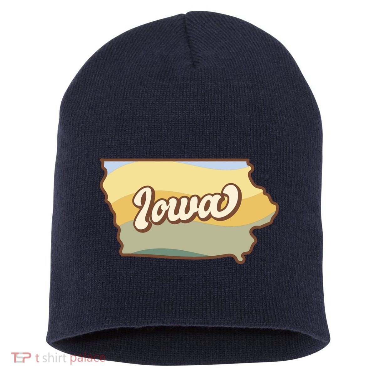Iowa Retro Sunset Logo Short Acrylic Beanie