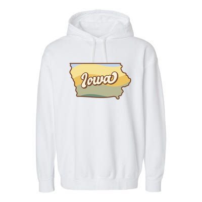 Iowa Retro Sunset Logo Garment-Dyed Fleece Hoodie