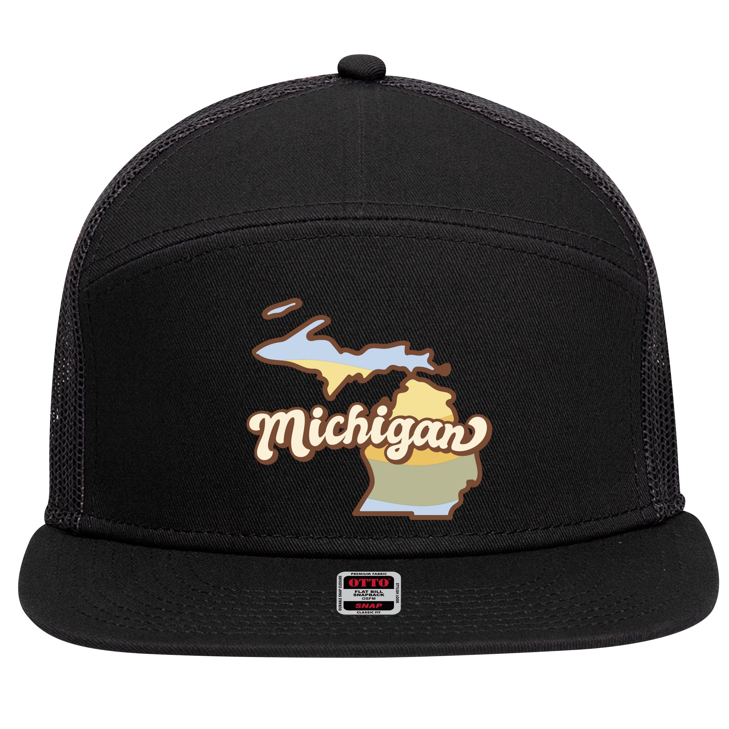 Iowa Retro Sunset Logo 7 Panel Mesh Trucker Snapback Hat