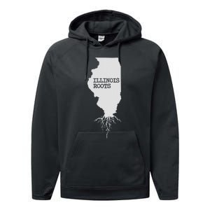 Illinois Roots  State Map Gift Illinois Performance Fleece Hoodie