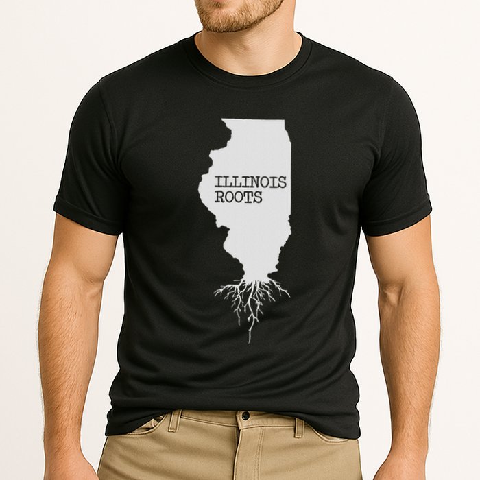 Illinois Roots  State Map Gift Illinois Cooling Performance Crew T-Shirt