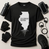 Illinois Roots  State Map Gift Illinois Cooling Performance Crew T-Shirt