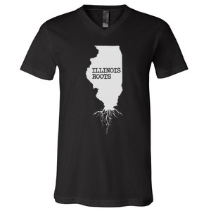 Illinois Roots  State Map Gift Illinois V-Neck T-Shirt