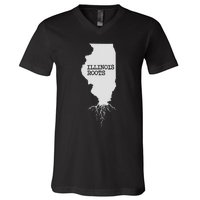 Illinois Roots  State Map Gift Illinois V-Neck T-Shirt