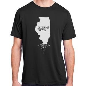 Illinois Roots  State Map Gift Illinois Adult ChromaSoft Performance T-Shirt