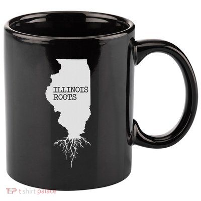 Illinois Roots  State Map Gift Illinois 11oz C Handle Ceramic Mug