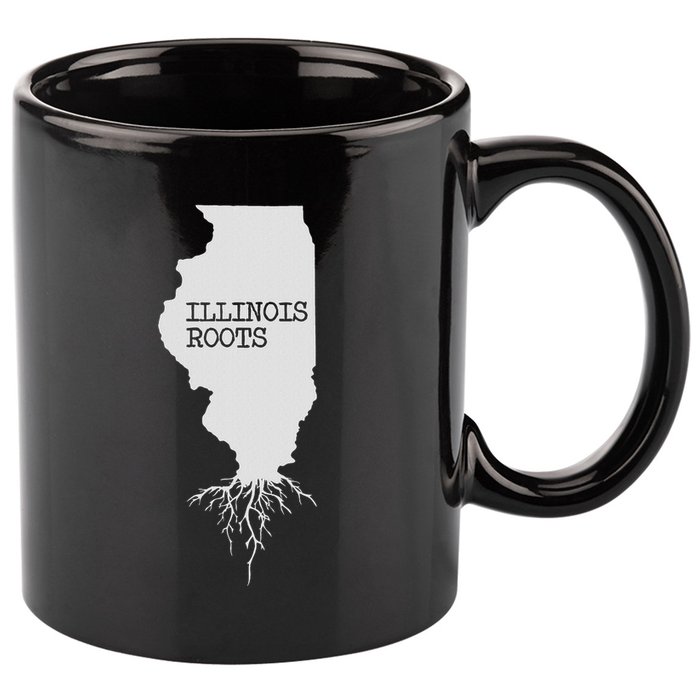 Illinois Roots  State Map Gift Illinois 11oz C Handle Ceramic Mug