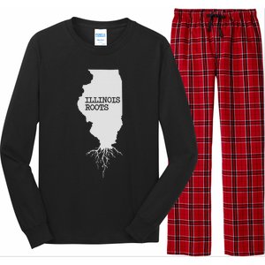 Illinois Roots  State Map Gift Illinois Long Sleeve Pajama Set