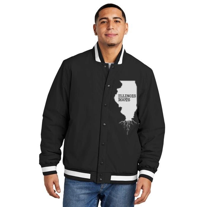 Illinois Roots  State Map Gift Illinois Insulated Varsity Jacket