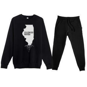 Illinois Roots  State Map Gift Illinois Premium Crewneck Sweatsuit Set