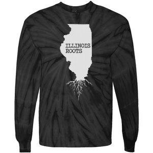 Illinois Roots  State Map Gift Illinois Tie-Dye Long Sleeve Shirt