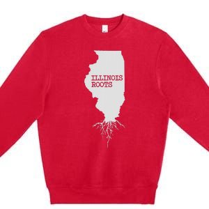 Illinois Roots  State Map Gift Illinois Premium Crewneck Sweatshirt