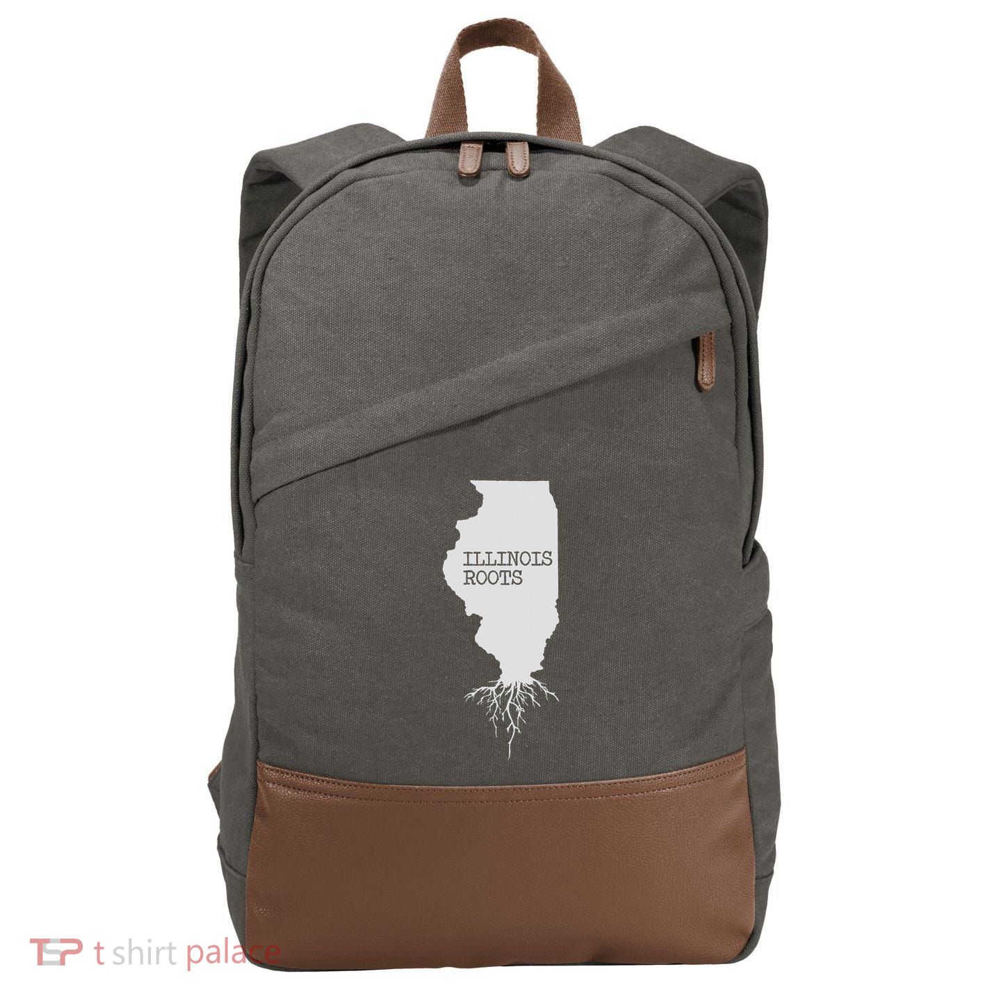 Illinois Roots  State Map Gift Illinois Cotton Canvas Backpack