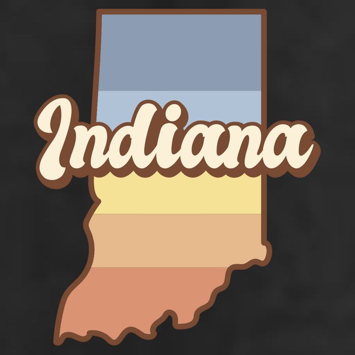 Indiana Retro Sunset Logo 7 Panel Mesh Trucker Snapback Hat