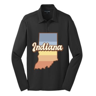 Indiana Retro Sunset Logo Silk Touch Performance Long Sleeve Polo