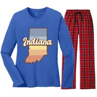 Indiana Retro Sunset Logo Women's Long Sleeve Flannel Pajama Set 