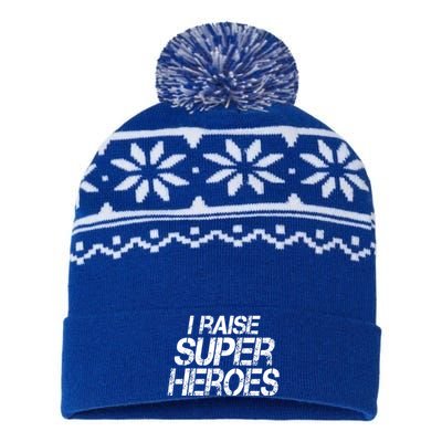 I Raise Super Heroes Proud Super Mom Super Dad Cute Gift USA-Made Snowflake Beanie