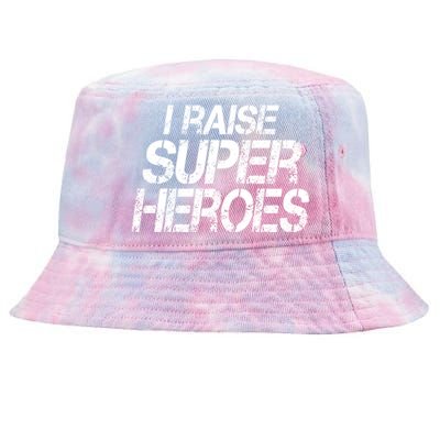 I Raise Super Heroes Proud Super Mom Super Dad Cute Gift Tie-Dyed Bucket Hat