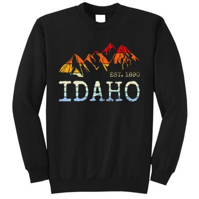 Idaho Retro Sunset Vintage Mountain Home Est 1890 Hiking Sweatshirt